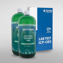 Load image into Gallery viewer, Two "TRITON Master Your Trace Elements Subscription" Mix Bottles 1L and an TRITON ICP-OES test.